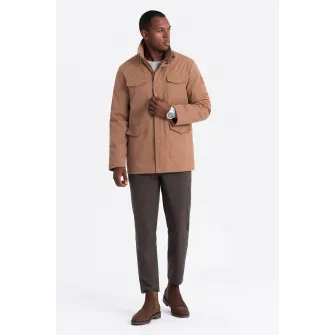 OMBRE, Geaca usoara cu buzunare multiple, Maro camel, XL