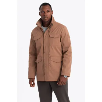 OMBRE, Geaca usoara cu buzunare multiple, Maro camel, XL