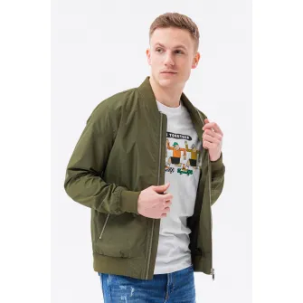 OMBRE, Jacheta bomber usoara, Verde militar, 2XL