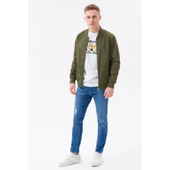 OMBRE, Jacheta bomber usoara, Verde militar, 2XL