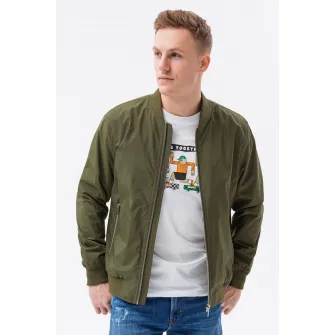 OMBRE, Jacheta bomber usoara, Verde militar, 2XL