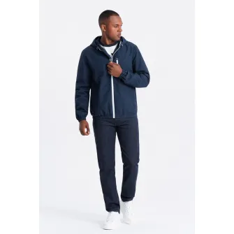 OMBRE, Jacheta cu captuseala de fleece, pentru fitness, Albastru inchis, S