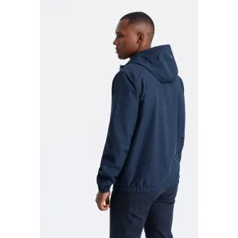OMBRE, Jacheta cu captuseala de fleece, pentru fitness, Albastru inchis, S