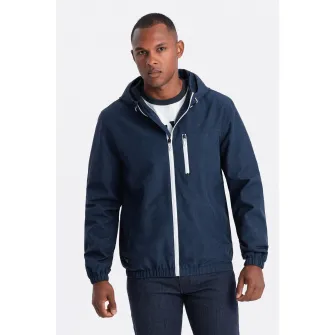 OMBRE, Jacheta cu captuseala de fleece, pentru fitness, Albastru inchis, S