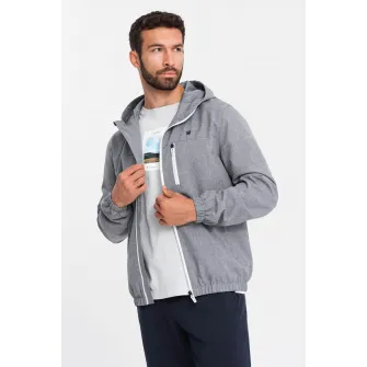 OMBRE, Jacheta cu captuseala de fleece, pentru fitness, Gri melange, M