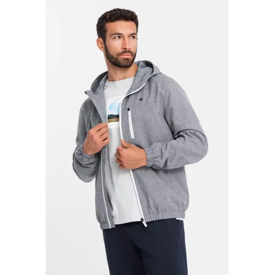 OMBRE, Jacheta cu captuseala de fleece, pentru fitness, Gri melange, S