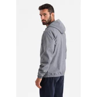 OMBRE, Jacheta cu captuseala de fleece, pentru fitness, Gri melange, M