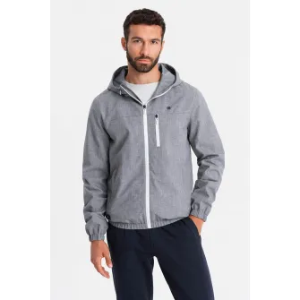 OMBRE, Jacheta cu captuseala de fleece, pentru fitness, Gri melange, M