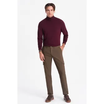 OMBRE, Pantaloni cargo cu croiala dreapta, Maro fango, S