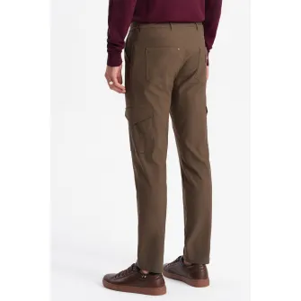OMBRE, Pantaloni cargo cu croiala dreapta, Maro fango, S