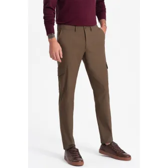OMBRE, Pantaloni cargo cu croiala dreapta, Maro fango, S