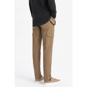 OMBRE, Pantaloni cargo cu snururi de ajustare la terminatie, Bej, 2XL