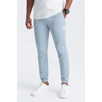 OMBRE, Pantaloni de trening cu talie ajustabila, Albastru pastel, 2XL