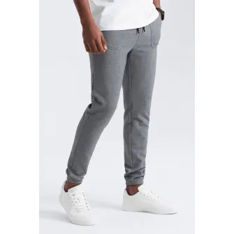 OMBRE, Pantaloni de trening cu talie ajustabila, Gri inchis, 2XL