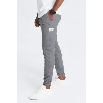OMBRE, Pantaloni de trening cu talie ajustabila, Gri inchis, 2XL