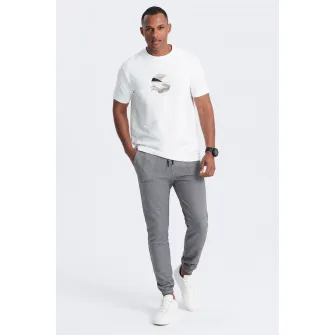 OMBRE, Pantaloni de trening cu talie ajustabila, Gri inchis, 2XL
