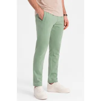 OMBRE, Pantaloni de trening slim fit cu buzunare laterale, Verde marin, 2XL