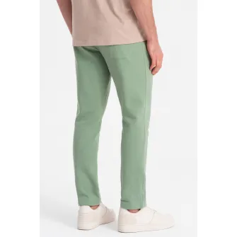OMBRE, Pantaloni de trening slim fit cu buzunare laterale, Verde marin, 2XL