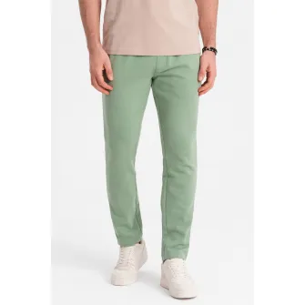 OMBRE, Pantaloni de trening slim fit cu buzunare laterale, Verde marin, 2XL