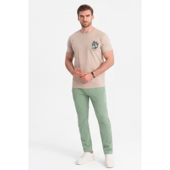 OMBRE, Pantaloni de trening slim fit cu buzunare laterale, Verde marin, 2XL