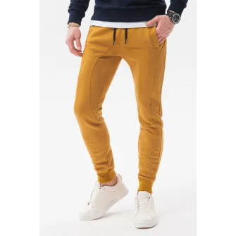 OMBRE, Pantaloni sport cu cusaturi accentuate, Galben mustar, 2XL