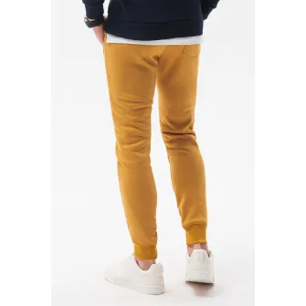 OMBRE, Pantaloni sport cu cusaturi accentuate, Galben mustar, 2XL