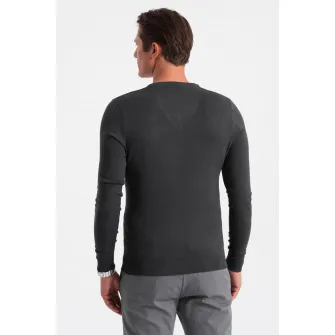 OMBRE, Pulover slim fit cu decolteu in V, Gri antracit, 2XL