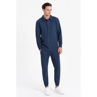 OMBRE, Set de bluza polo si pantaloni de trening, Bleumarin, S