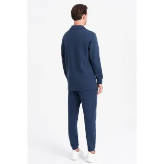 OMBRE, Set de bluza polo si pantaloni de trening, Bleumarin, S