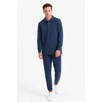OMBRE, Set de bluza polo si pantaloni de trening, Bleumarin, S