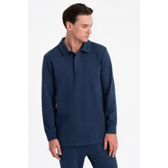OMBRE, Set de bluza polo si pantaloni de trening, Bleumarin, S