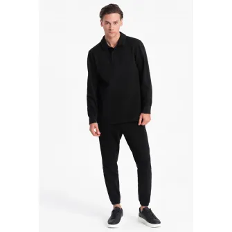 OMBRE, Set de bluza polo si pantaloni de trening, Negru, S