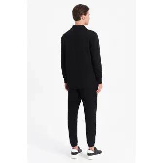 OMBRE, Set de bluza polo si pantaloni de trening, Negru, S