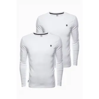 OMBRE, Set de bluze cu decolteu la baza gatului - 2 piese, Alb optic, 2XL