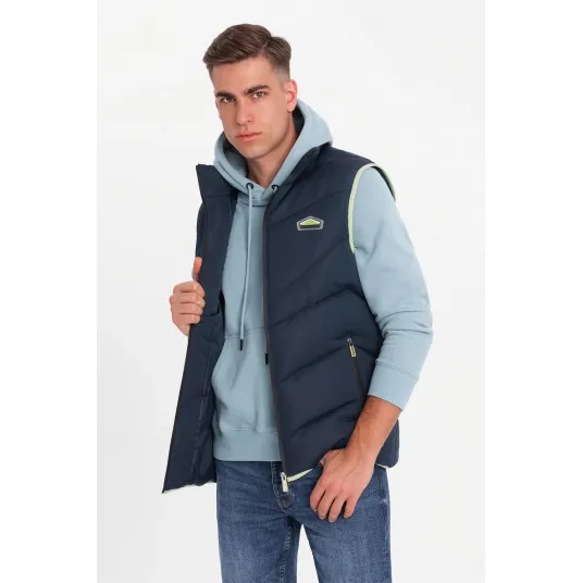 OMBRE, Vesta matlasata cu buzunare cu fermoar, Bleumarin, S-M
