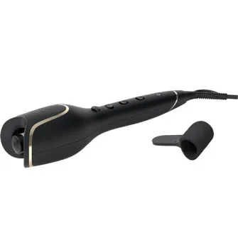 Ondulator automat Philips StyleCare Prestige BHB876/00, Invelis ceramic protector cu infuzie de cheratina, selector de temperatura: 210°C, 190°C, si 170°C, Sistem de ondulare inteligenta, Negru