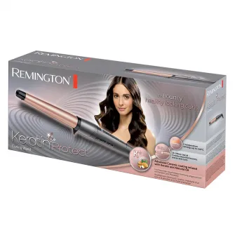 Ondulator Remington Keratin Protect CI83V6, invelis ceramic cu cheratina si ulei de migdale, 210°C, 19-28 mm, Gri/Aramiu