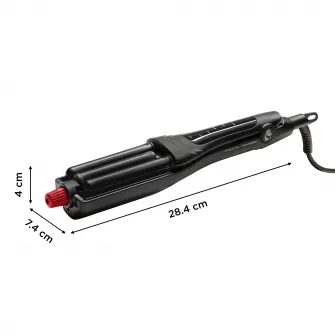 Ondulatorul Rowenta x Karl Lagerfeld Waves Addict CF471LF0, 4 trepte de ondulare, invelis ceramic, 6 trepte de temperatura 120В° - 210В°, negru & rosu