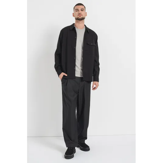 Only & Sons, Camasa uni cu buzunar pe piept, Negru, S