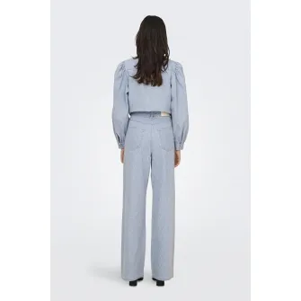 Only, Pantaloni ampli cu imprimeu grafic, Albastru deschis, W26-L32