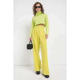 Only, Pulover crop cu guler inalt Rio, Verde lime, L