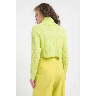 Only, Pulover crop cu guler inalt Rio, Verde lime, L