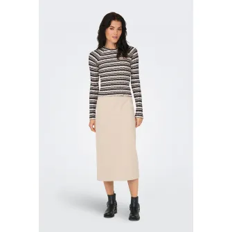 ONLY, Pulover cu model in dungi si maneci raglan, Negru stins, Alb murdar, M
