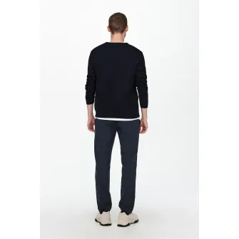 Only  Sons, Pulover cu decolteu la baza gatului, Albastru ultramarin, 2XL