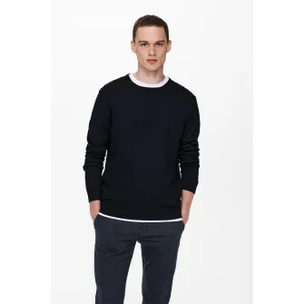 Only  Sons, Pulover cu decolteu la baza gatului, Albastru ultramarin, 2XL