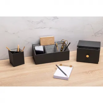 Organizator de birou Exacompta OfficeByMe, 4 compratimente, carton 3mm, Certificare FSC, Negru