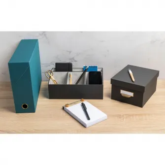 Organizator de birou Exacompta OfficeByMe, 4 compratimente, carton 3mm, Certificare FSC, Negru