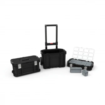 Organizator scule tip troller, Keter Connect Pro 238273, plastic, 88.4 l capacitate, negru/rosu
