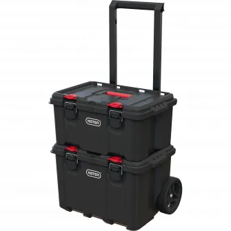 Organizator scule tip troller Keter STACKNROLL 250927, plastic, 100 l capacitate, 50 kg incarcare maxima, negru/rosu