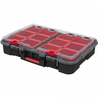 Organizator scule tip troller Keter STACKNROLL 250927, plastic, 100 l capacitate, 50 kg incarcare maxima, negru/rosu